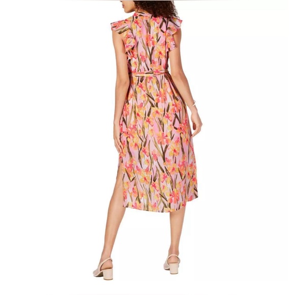 Maison Jules Dress Long Button Down Split Hem Floral Pink Size Small NWOT - Picture 2 of 5